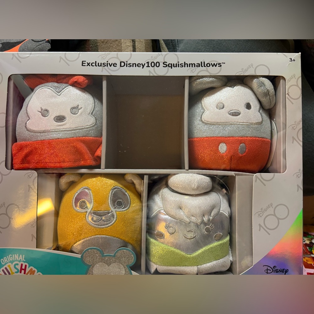 Disney 100 Squishmallows Set with 4 Characters.